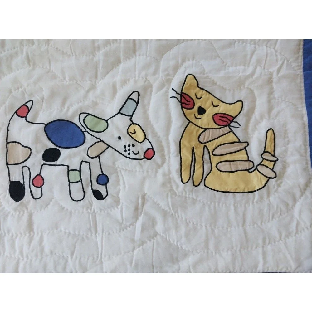 WHISPER SOFT MILLS BLUE GREEN YELLOW CAT DOG  (1) STANDARD PILLOW SHAM 30